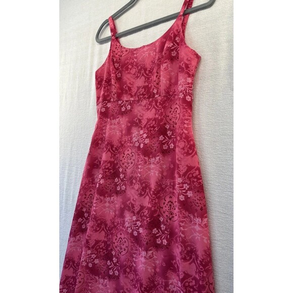 VTG Moda Intl Womens Sz 5 Coral Pink Floral Y2K Spaghetti Strap Maxi Dress - Picture 1 of 11